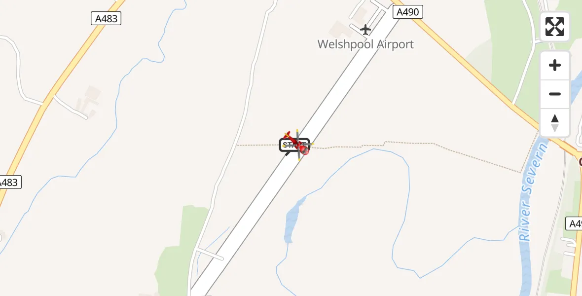 Flight route Air Ambulance Helicopter Welshpool Airport - Welshpool Airport, 05 May 2026, 11:20