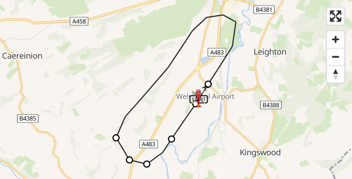 Flight route Air Ambulance Helicopter Welshpool Airport - Welshpool Airport, 05 May 2026, 11:22