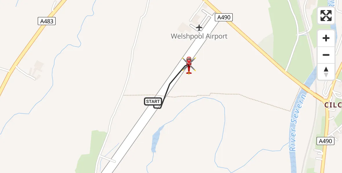 Flight route Air Ambulance Helicopter Welshpool Airport - Welshpool Airport, 05 May 2026, 11:47