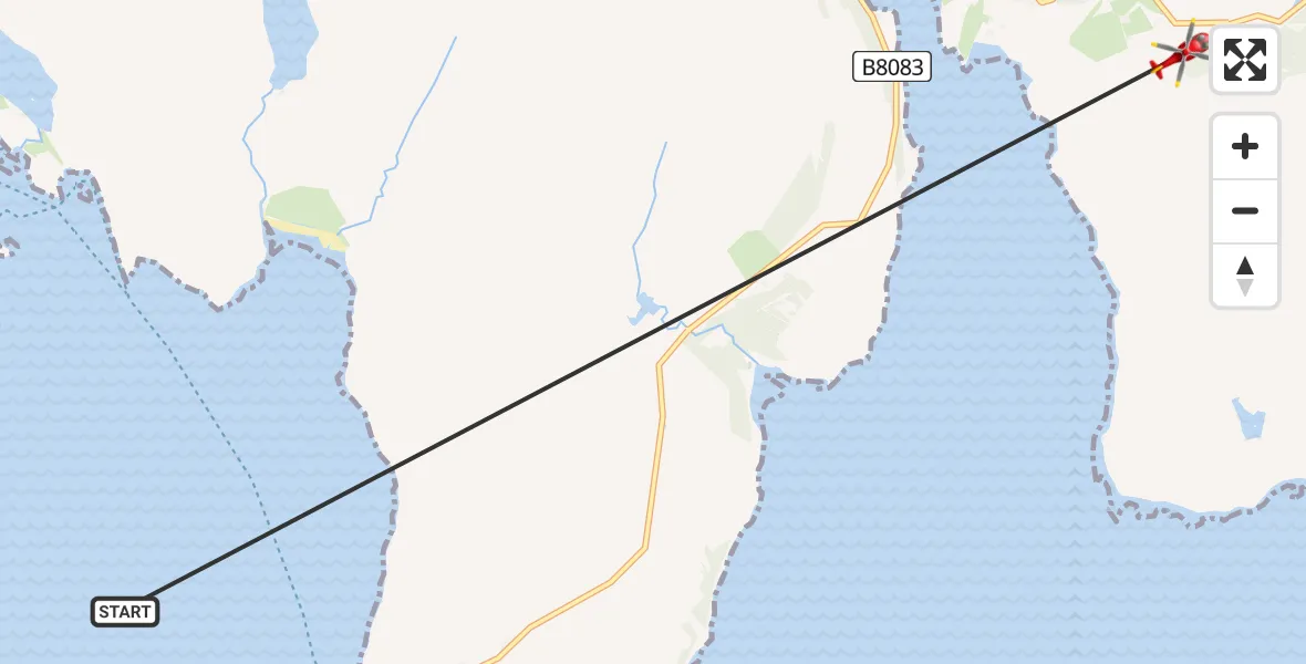 Flight route Air Ambulance Helicopter Inner Seas - Kilbride - Cille Bhrìghde, 05 May 2026, 12:07