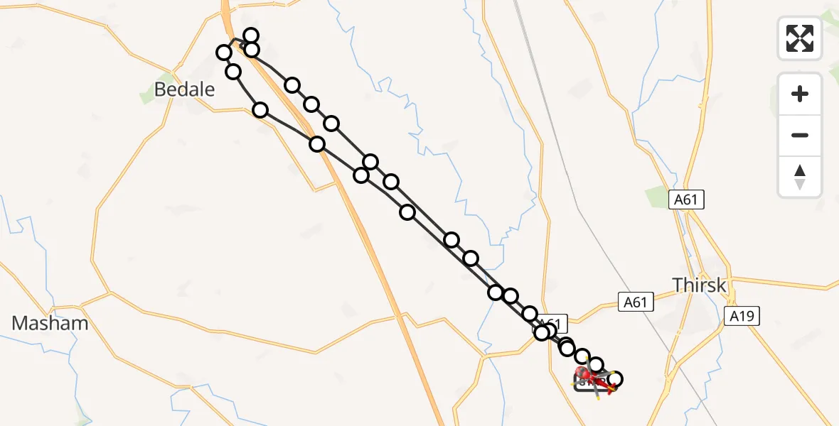 Flight route Air Ambulance Helicopter RAF Topcliffe - RAF Topcliffe, 05 May 2026, 12:19