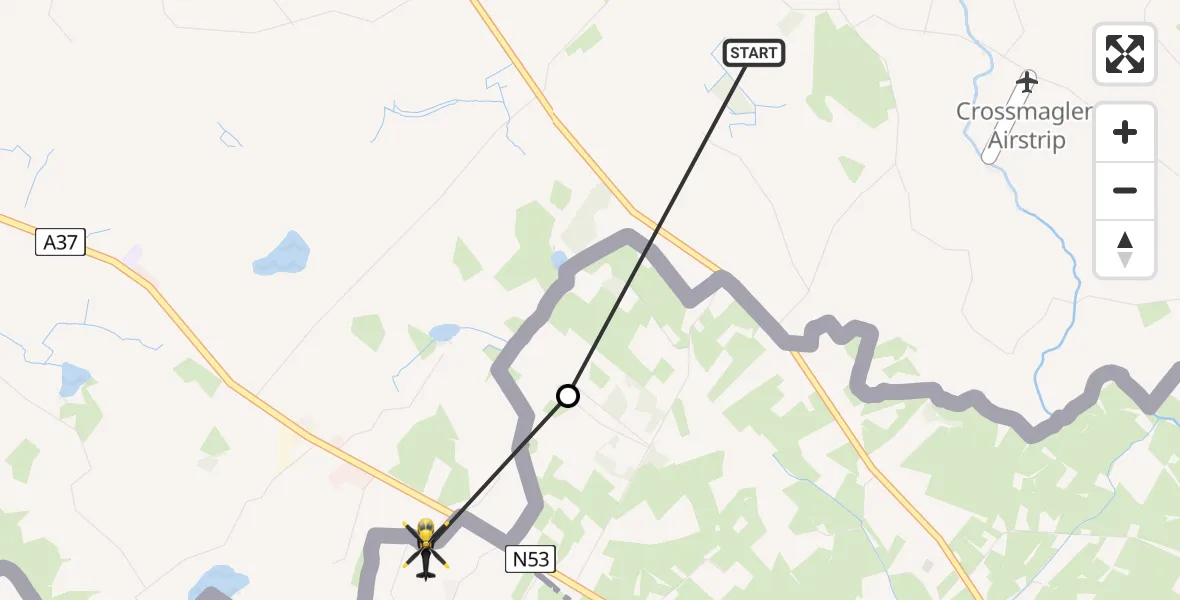 Flight route Police Helicopter Crossmaglen - Crossmaglen, 05 May 2026, 13:20
