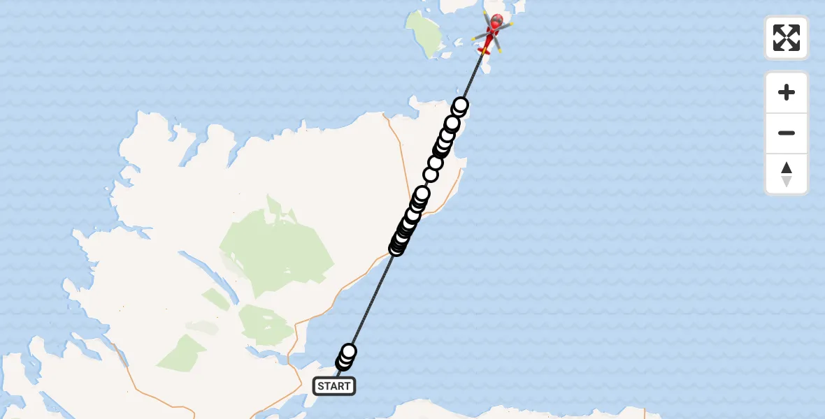 Flight route Air Ambulance Helicopter North Sea - North Atlantic Ocean, 05 May 2026, 13:52