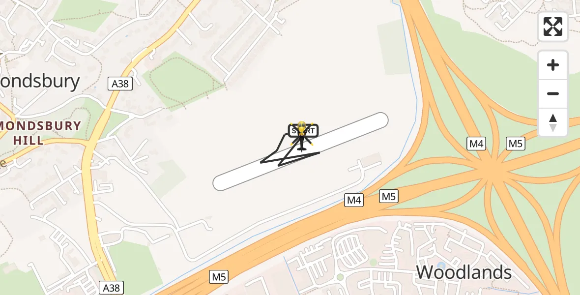 Flight route Police Helicopter Almondsbury Helicopter Base - Almondsbury Helicopter Base, 05 May 2026, 14:14