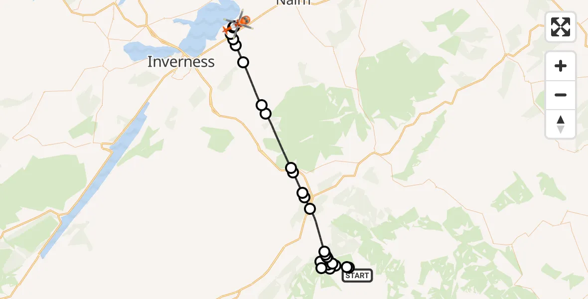 Flight route Coastguard Helicopter Highland - Inverness Airport, 05 May 2026, 14:34
