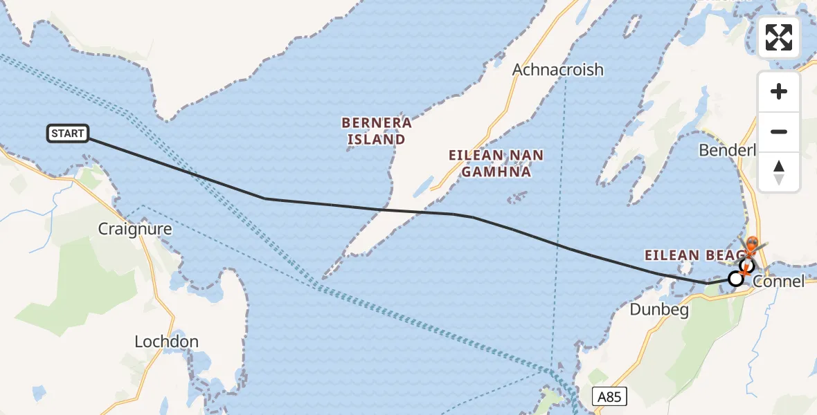 Flight route Coastguard Helicopter Inner Seas - Oban Airport, 05 May 2026, 15:32