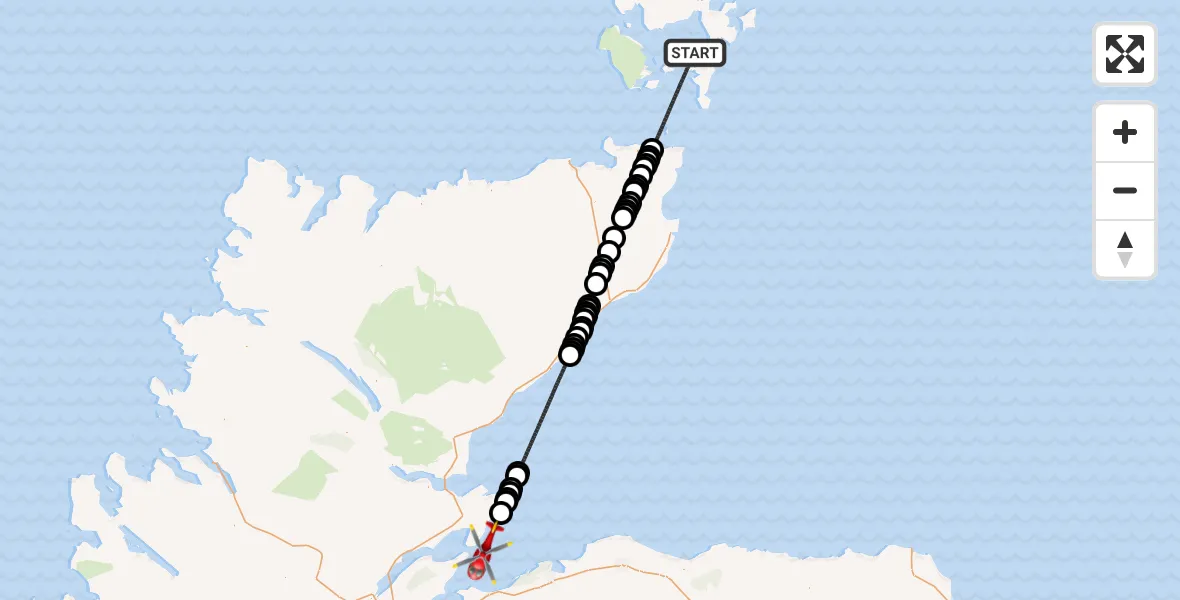 Flight route Air Ambulance Helicopter North Atlantic Ocean - North Sea, 05 May 2026, 15:46