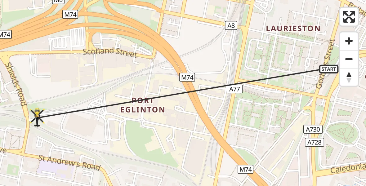 Flight route Police Helicopter Glasgow - Glasgow, 05 May 2026, 16:50