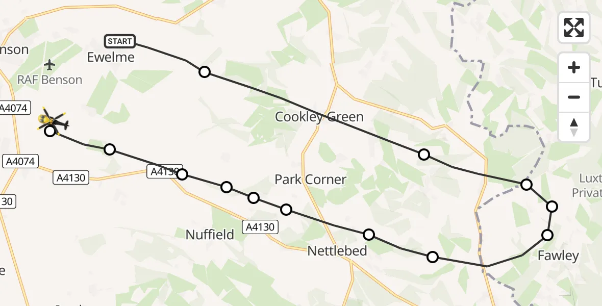 Flight route Police Helicopter Ewelme - Crowmarsh Gifford, 05 May 2026, 19:09