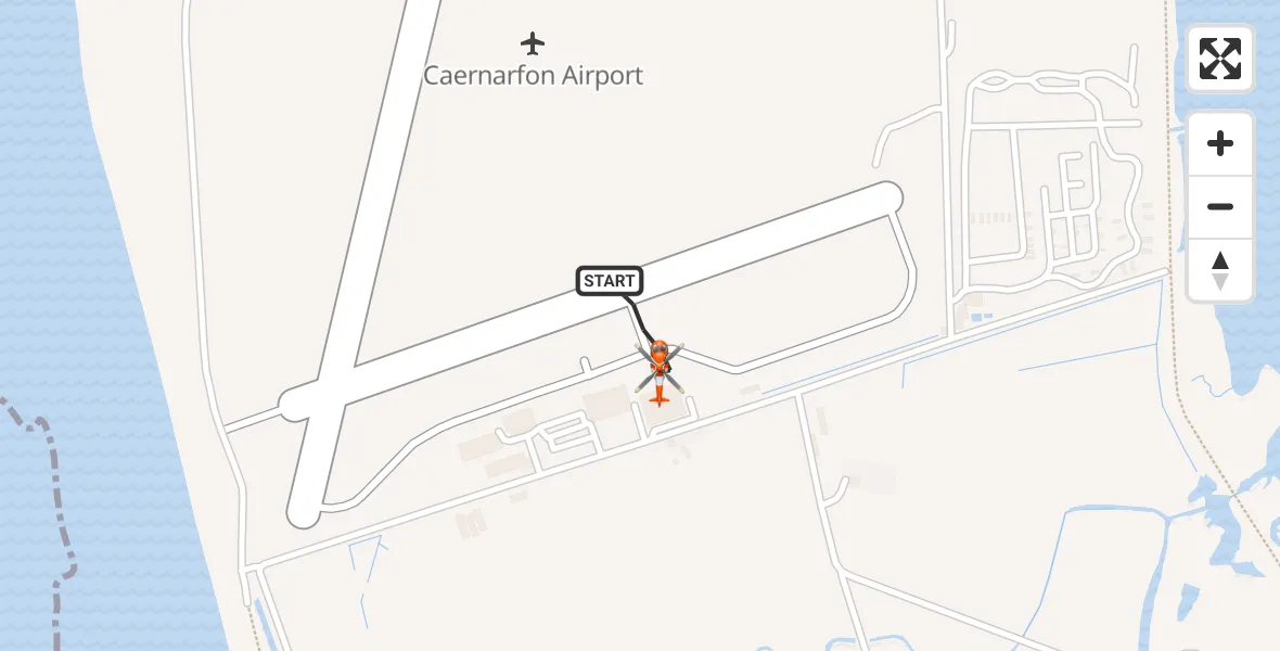 Flight route Coastguard Helicopter Caernarfon Airport - Caernarfon Airport, 05 May 2026, 20:41
