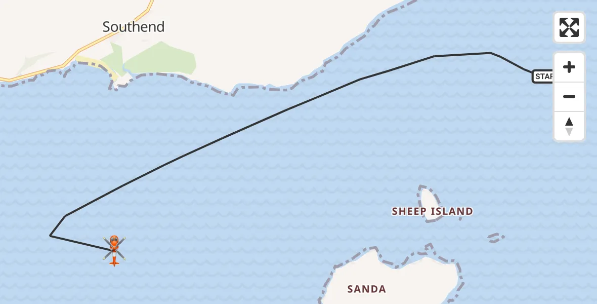 Flight route Coastguard Helicopter Inner Seas - Inner Seas, 05 May 2026, 21:22