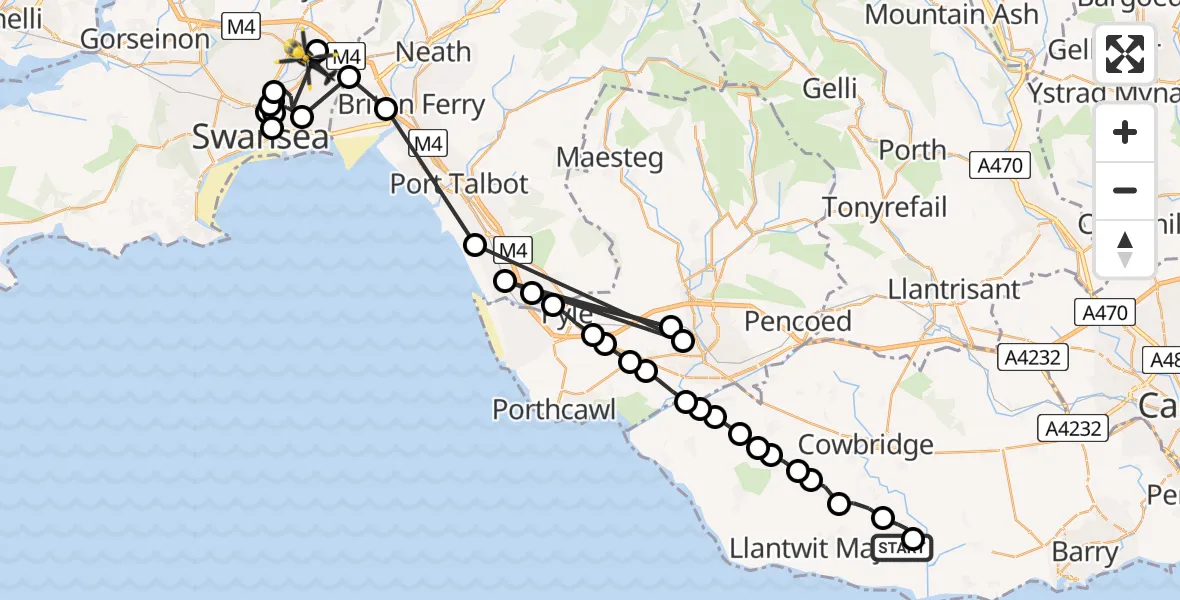 Flight route Police Helicopter MOD St Athan - Tregof, 06 May 2026, 00:37