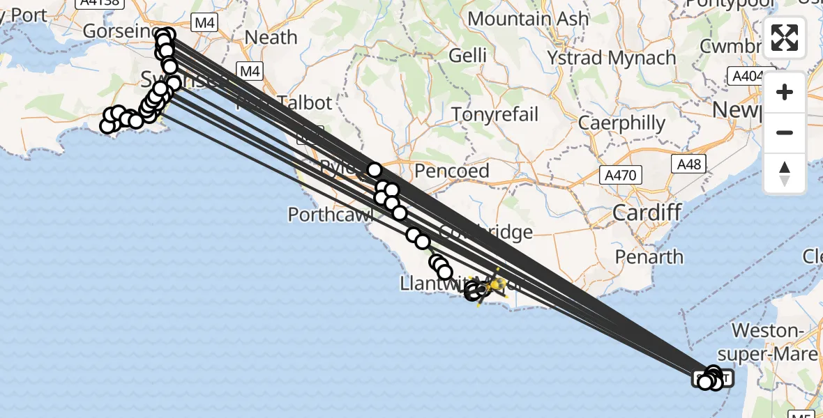 Flight route Police Helicopter Bristol Channel - MOD St Athan, 06 May 2026, 01:10