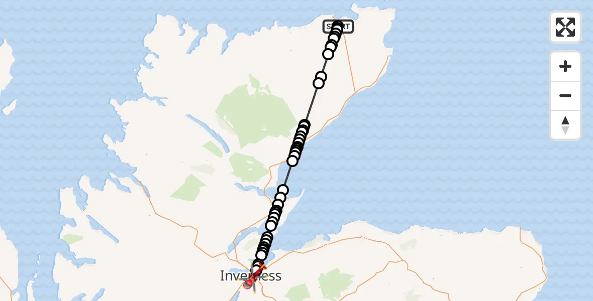 Flight route Air Ambulance Helicopter Highland - Inverness, 06 May 2026, 03:21