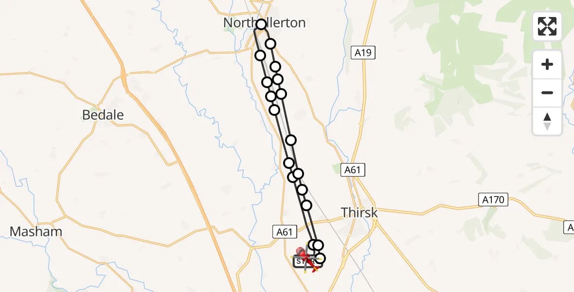 Flight route Air Ambulance Helicopter RAF Topcliffe - RAF Topcliffe, 06 May 2026, 08:16