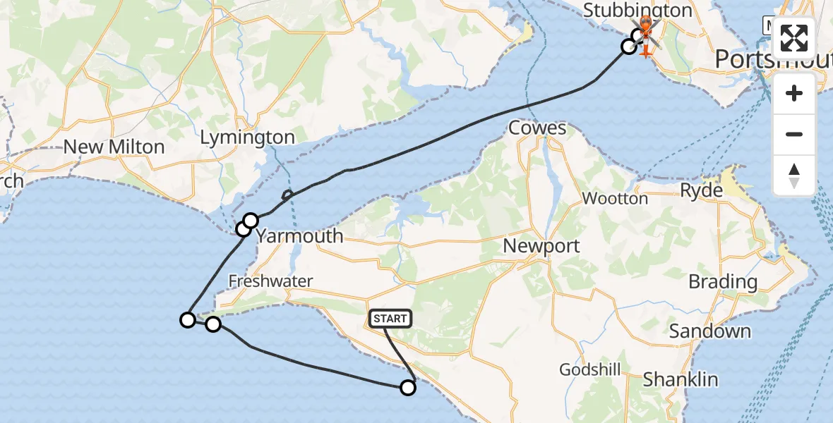 Flight route Coastguard Helicopter Brighstone - Solent Airport, 06 May 2026, 10:22