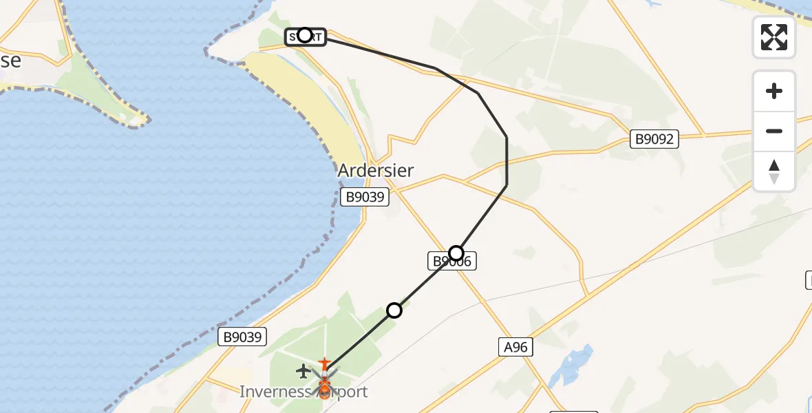 Flight route Coastguard Helicopter Highland - Inverness Airport, 06 May 2026, 10:33