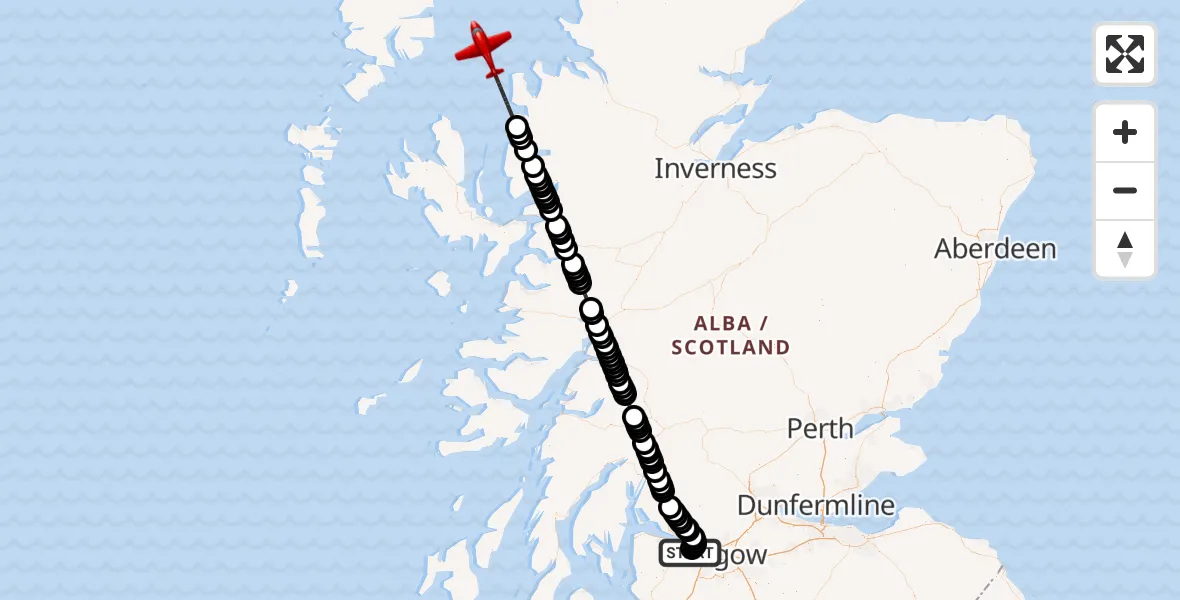 Flight route Air Ambulance Aircraft Glasgow Airport - Inner Seas, 06 May 2026, 10:33