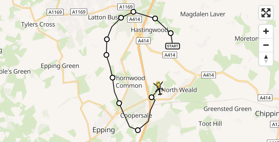 Flight route Police Helicopter North Weald Bassett - North Weald Airfield, 06 May 2026, 11:00