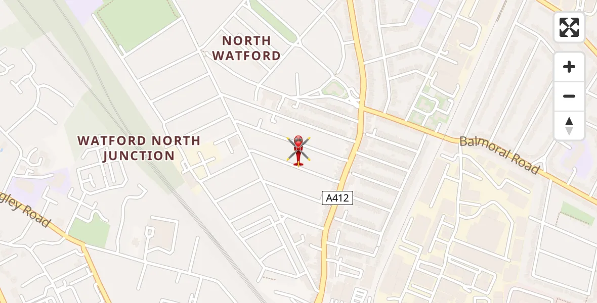 Flight route Air Ambulance Helicopter Watford - Watford, 06 May 2026, 12:06