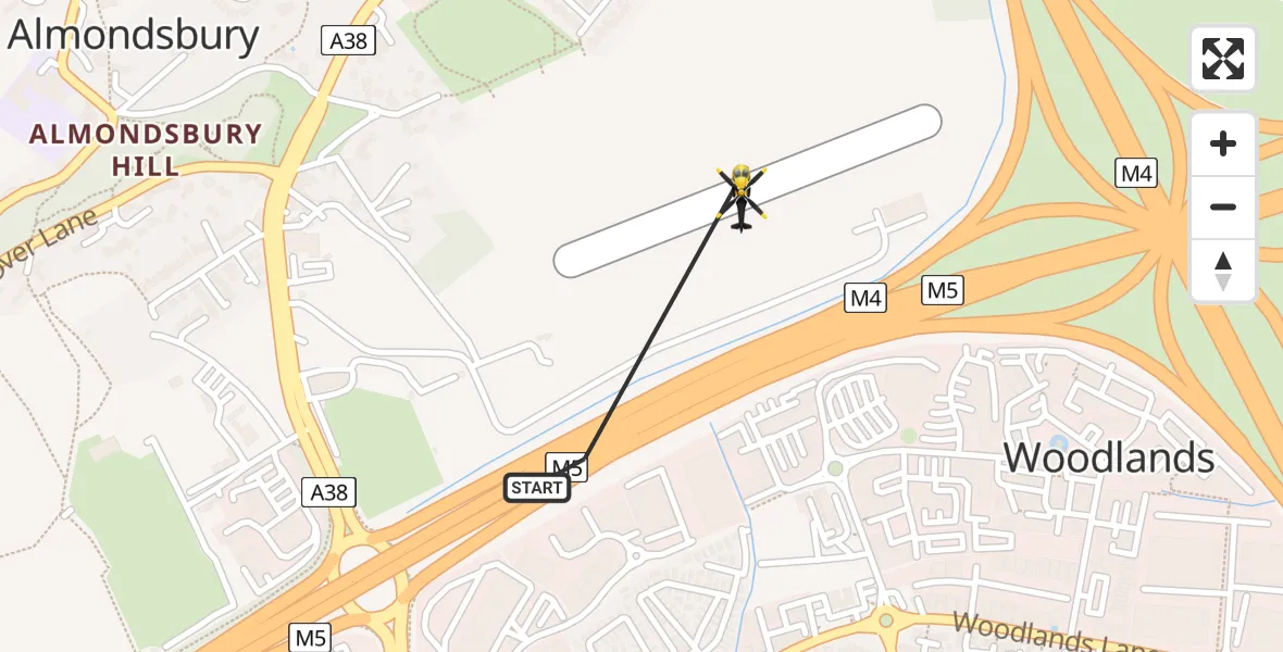 Flight route Police Helicopter Almondsbury Helicopter Base - Almondsbury Helicopter Base, 06 May 2026, 13:48