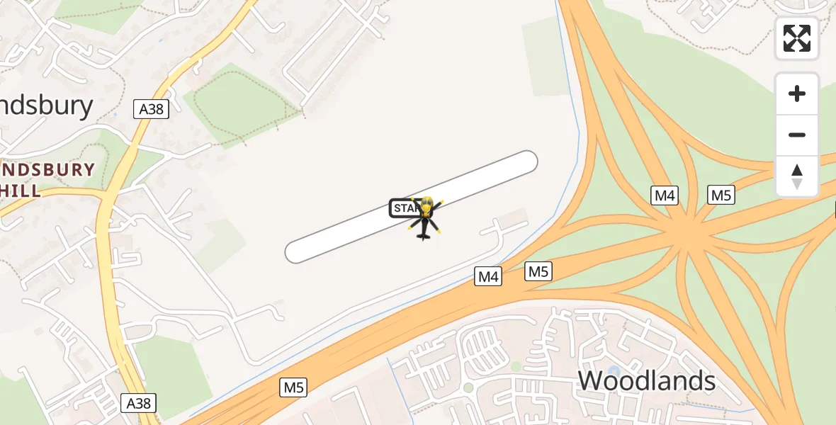 Flight route Police Helicopter Almondsbury Helicopter Base - Almondsbury Helicopter Base, 06 May 2026, 13:57