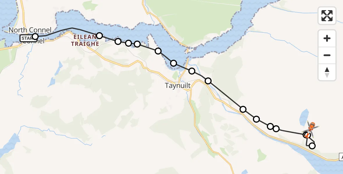 Flight route Coastguard Helicopter North Connel - Coire Cruachan, 06 May 2026, 13:58