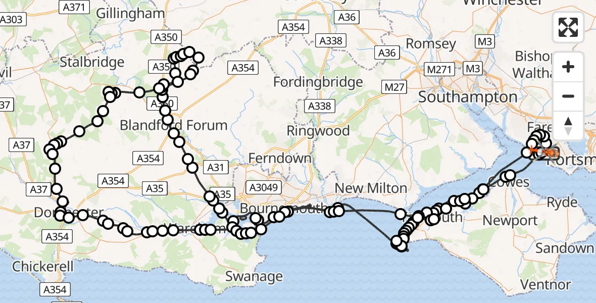 Flight route Coastguard Helicopter Solent Airport - Solent Airport, 06 May 2026, 14:23