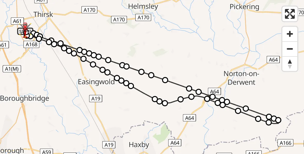 Flight route Air Ambulance Helicopter RAF Topcliffe - RAF Topcliffe, 06 May 2026, 14:29