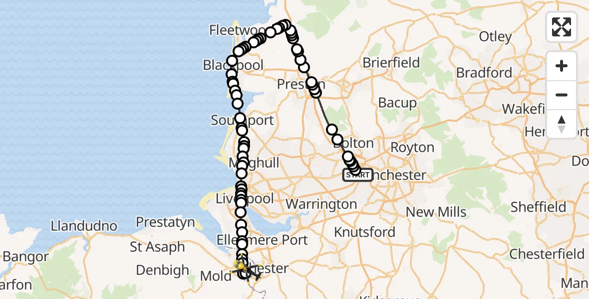 Flight route Police Helicopter Irlam - Hawarden Airport, 06 May 2026, 14:38