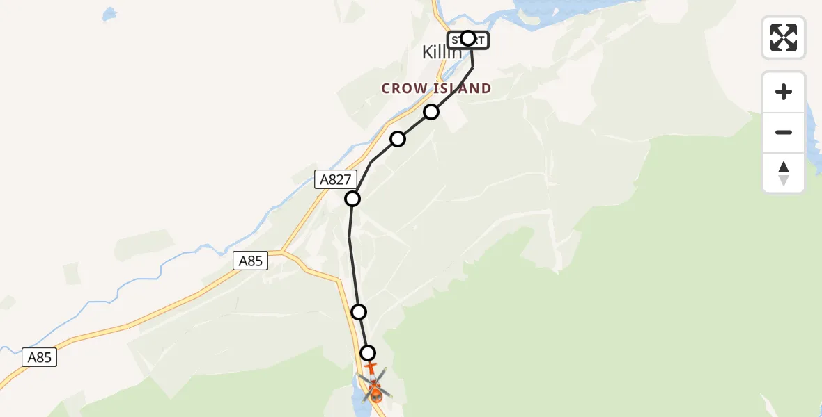 Flight route Coastguard Helicopter Killin - Mid Lix, 06 May 2026, 14:50