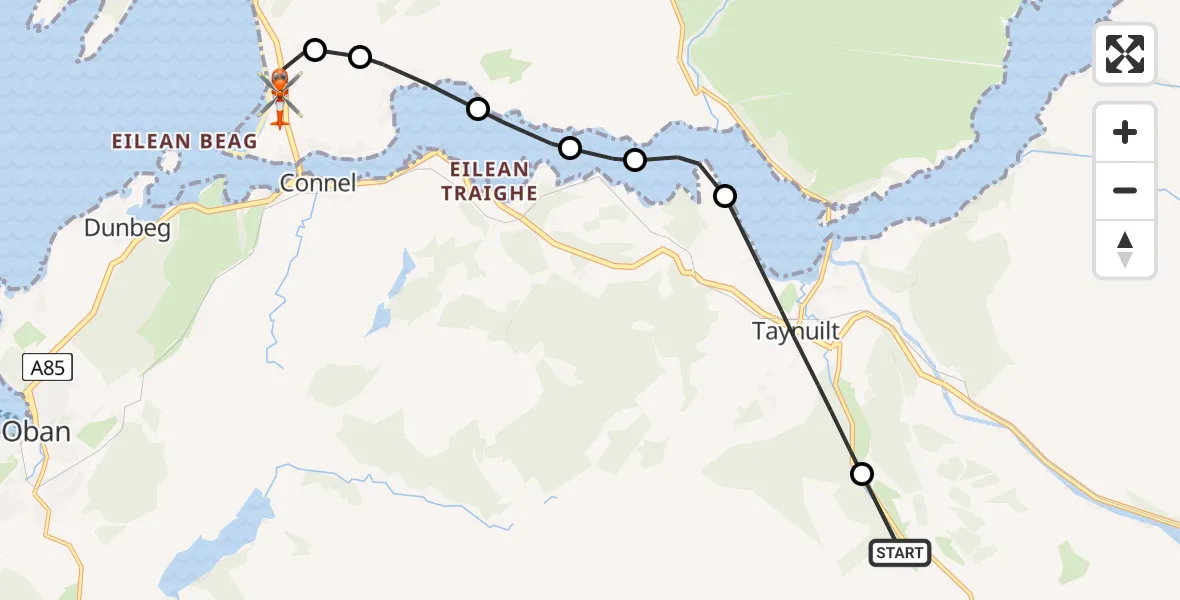 Flight route Coastguard Helicopter Kilchrenan - Oban Airport, 06 May 2026, 16:22