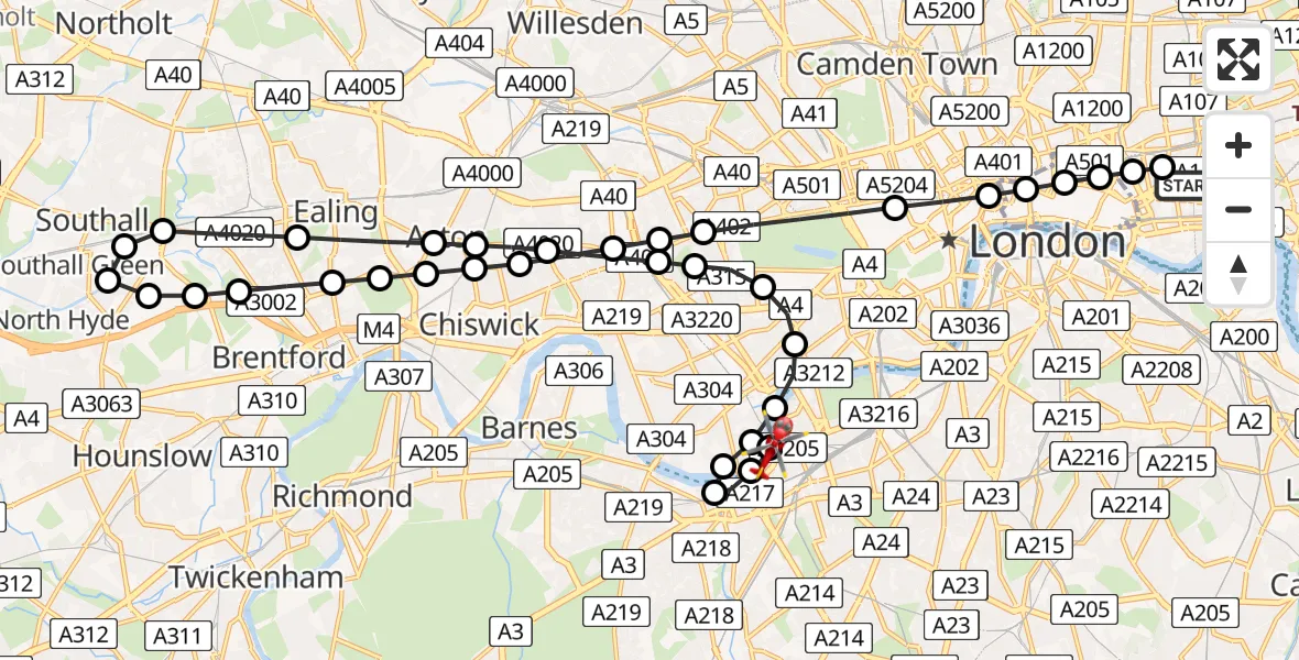 Flight route Air Ambulance Helicopter Royal London Hospital - London Heliport, 06 May 2026, 16:48