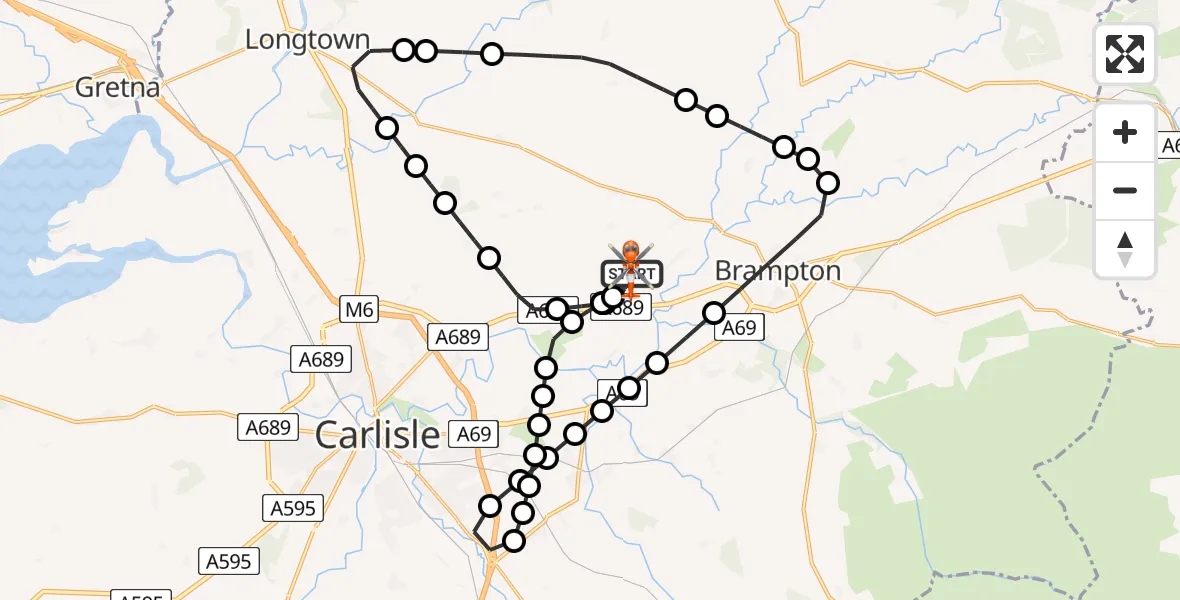 Flight route Coastguard Helicopter Carlisle Lake District Airport - Carlisle Lake District Airport, 06 May 2026, 17:08