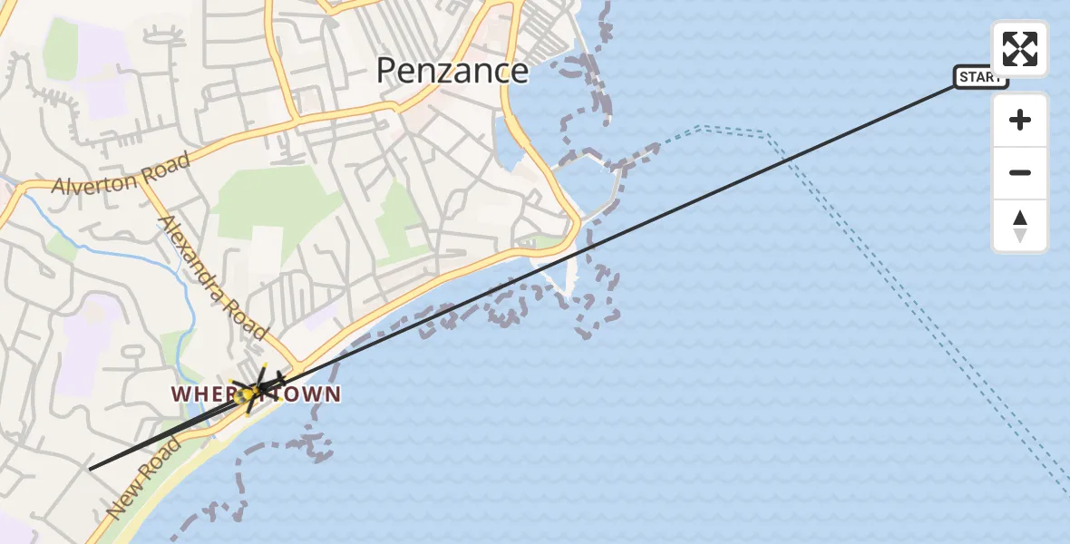 Flight route Police Helicopter Penzance - Penzance, 06 May 2026, 19:49