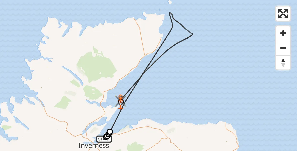 Flight route Coastguard Helicopter Inverness Airport - Travelers on the move, 06 May 2026, 20:22