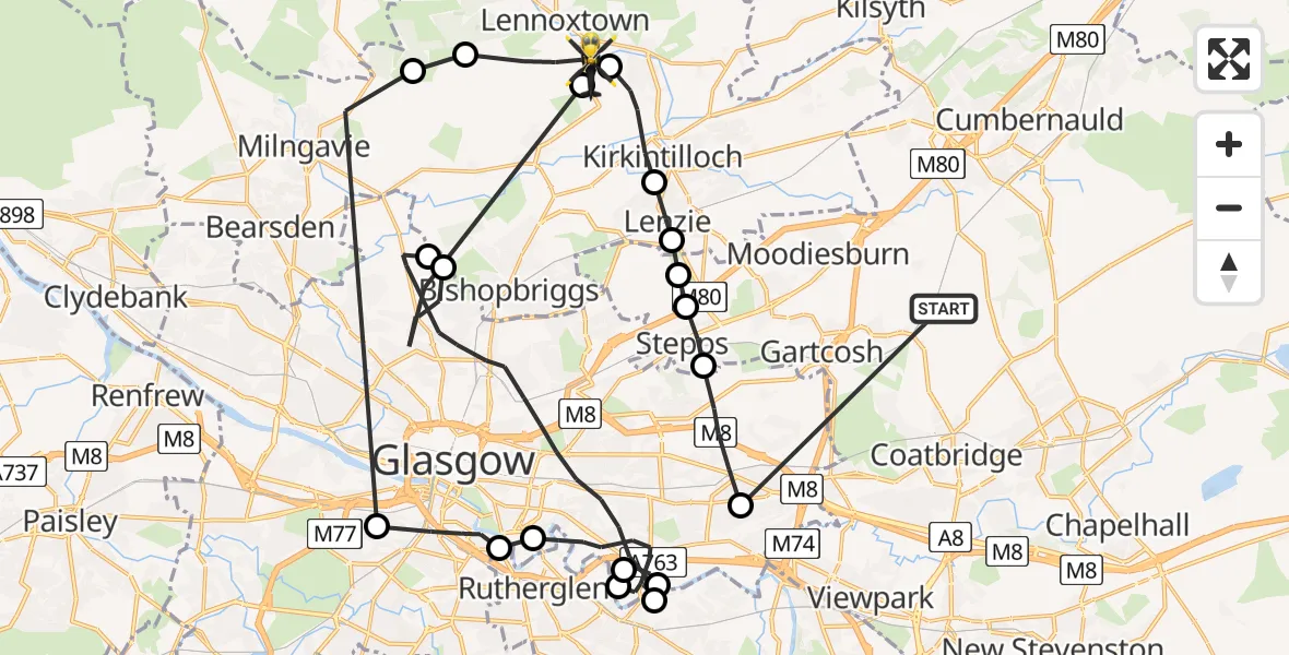 Flight route Police Helicopter Glenboig - Lennoxtown, 06 May 2026, 20:26