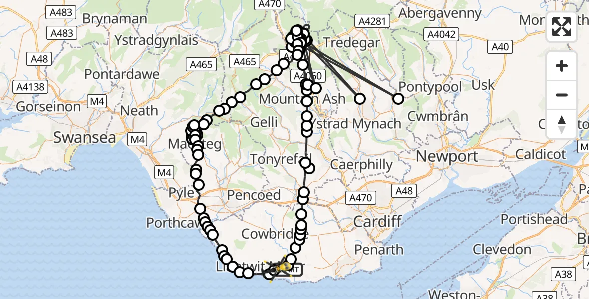 Flight route Police Helicopter MOD St Athan - MOD St Athan, 06 May 2026, 21:09