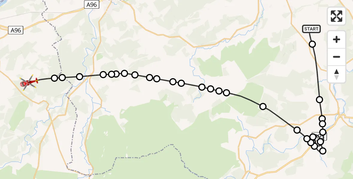 Flight route Air Ambulance Helicopter Moray - Highland, 06 May 2026, 21:21
