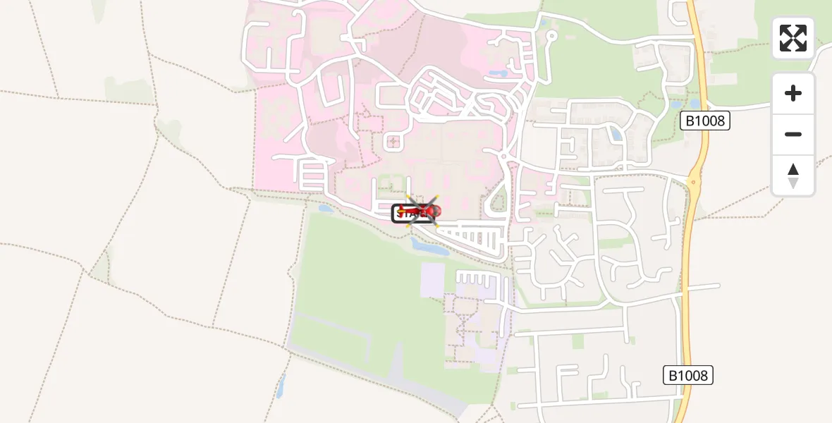 Flight route Air Ambulance Helicopter Broomfield Hospital - Broomfield Hospital, 07 May 2026, 07:23
