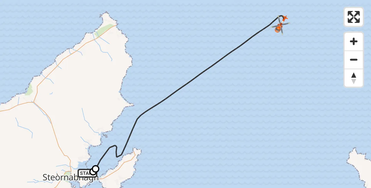 Flight route Coastguard Helicopter Stornoway Airport - Inner Seas, 07 May 2026, 08:32