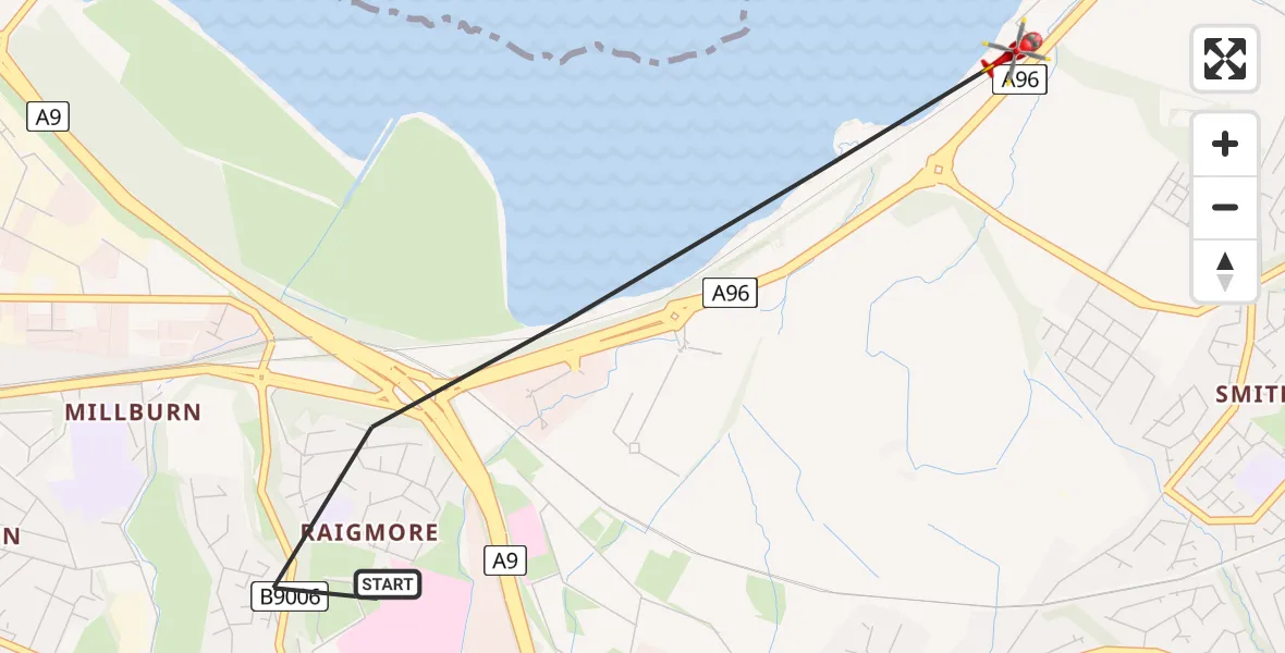 Flight route Air Ambulance Helicopter Inverness - Inverness, 07 May 2026, 09:00