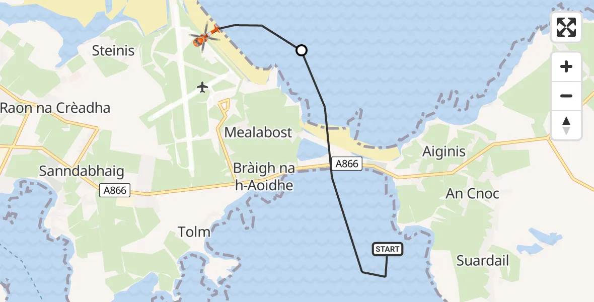 Flight route Coastguard Helicopter Inner Seas - Mealabost, 07 May 2026, 10:29