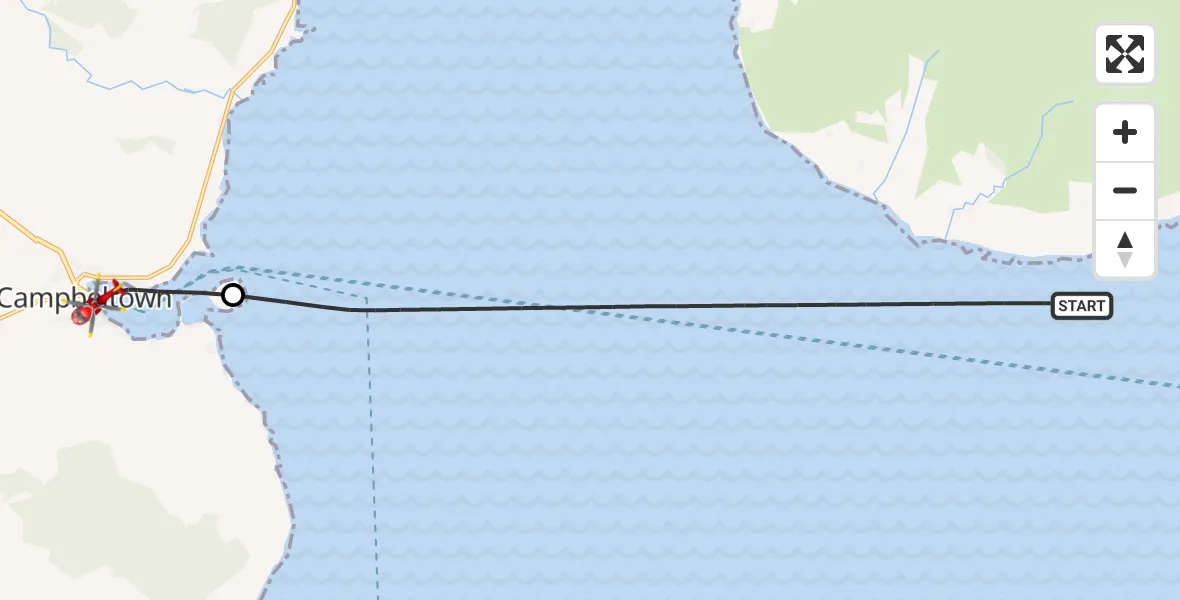 Flight route Air Ambulance Helicopter Inner Seas - Campbeltown, 07 May 2026, 10:30