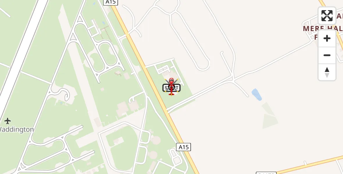 Flight route Air Ambulance Helicopter RAF Waddington - North Kesteven, 07 May 2026, 10:30