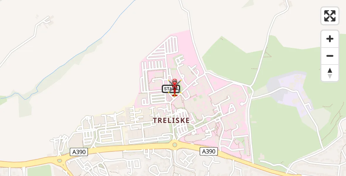 Flight route Air Ambulance Helicopter Treliske Hospital - Treliske Hospital, 07 May 2026, 13:45