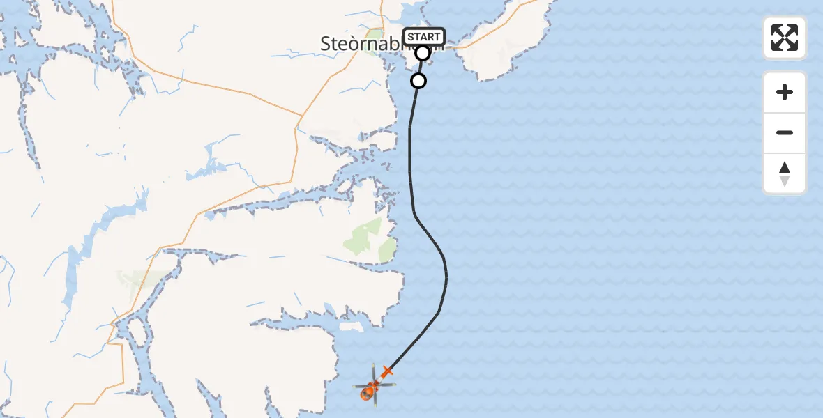 Flight route Coastguard Helicopter Stornoway Airport - Inner Seas, 07 May 2026, 14:02