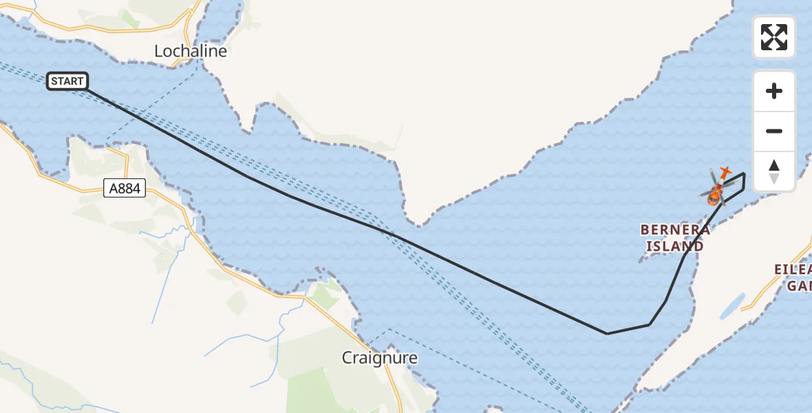 Flight route Coastguard Helicopter Inner Seas - Inner Seas, 07 May 2026, 15:23