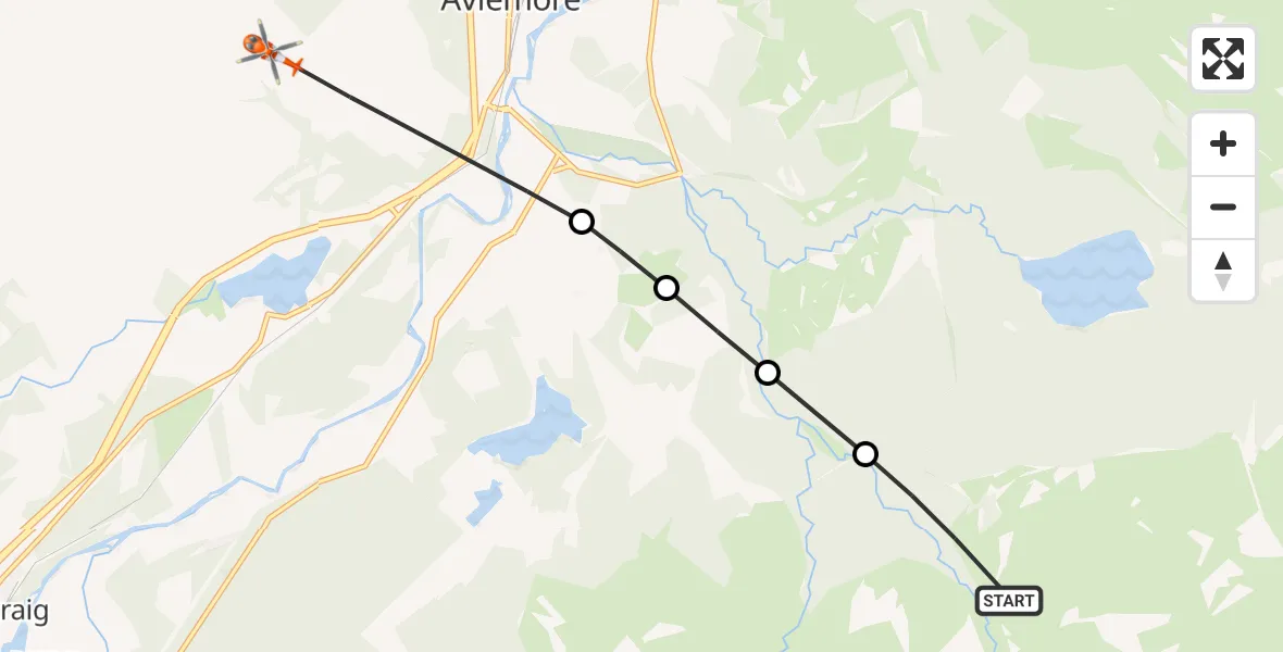 Flight route Coastguard Helicopter Rothiemurchus Lodge - Aviemore, 07 May 2026, 15:35