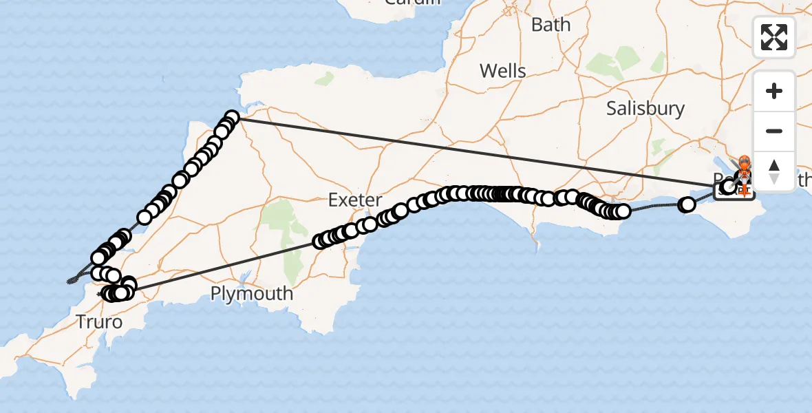Flight route Coastguard Helicopter East Cowes - Solent Airport, 07 May 2026, 16:26